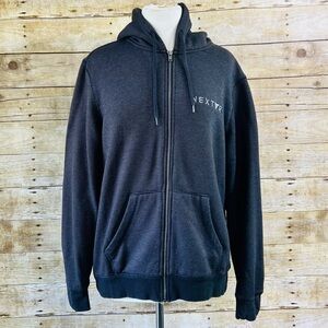 District Made Womens XL Full Zip Hoodie Charcoal Grey NEXTYR Logo Micro Stripe‎